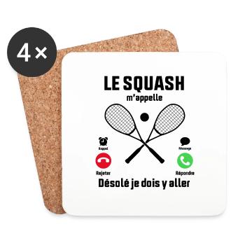 Le Squash m'appelle idée cadeau Squash - Dessous de verre (lot de 4) - blanc - Devant