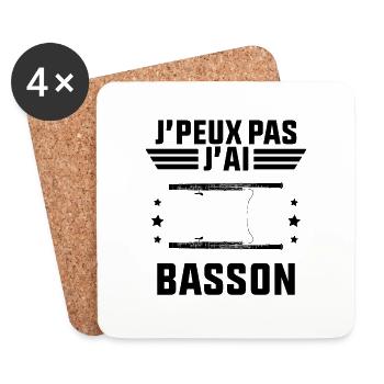 Je peux pas j'ai basson idée Cadeau Bassoniste - Dessous de verre (lot de 4) - blanc - Devant