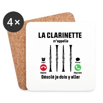 la clarinette m'appelle idée cadeau clarinettiste - Dessous de verre (lot de 4) - blanc - Devant