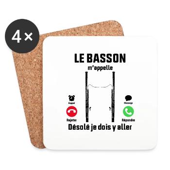 Le Basson m'appelle idée Cadeau Bassoniste - Dessous de verre (lot de 4) - blanc - Devant
