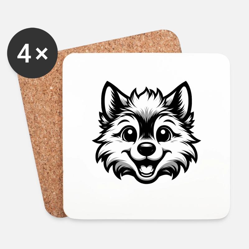 Wolf - Untersetzer (4er-Set) - Weiß