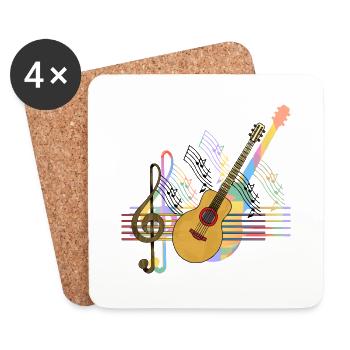 Gitarre - Untersetzer (4er-Set) - Weiß - Vorne