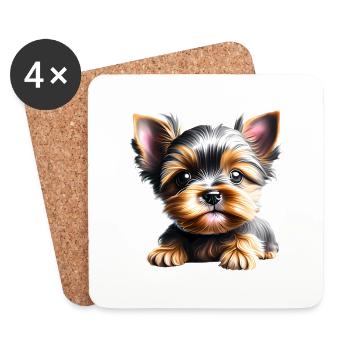 Yorkshire Terrier Puppy Dog Dog Owner - Coasters (set of 4) - white - Front