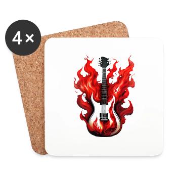 guitare, instrument de musique, guitariste, instrument à cordes pincées - Dessous de verre (lot de 4) - blanc - Devant