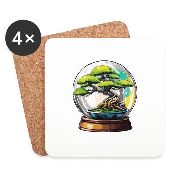 Bonsai in a Jar / Botany / Biotope / Terrarium - Coasters (set of 4) - white - Front