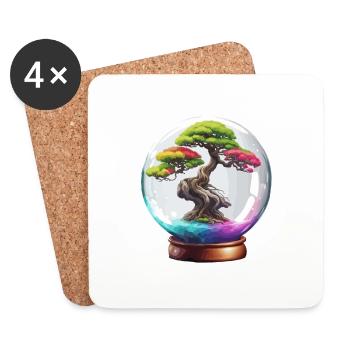 Bonsai in a Jar / Botany / Biotope / Terrarium - Coasters (set of 4) - white - Front