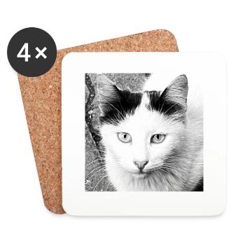 Süße Katze - Untersetzer (4er-Set) - Weiß - Vorne