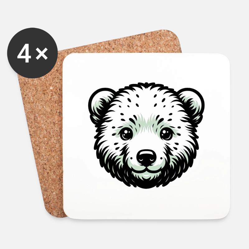 Süße Tierkinder | Eisbär - Untersetzer (4er-Set) - Weiß