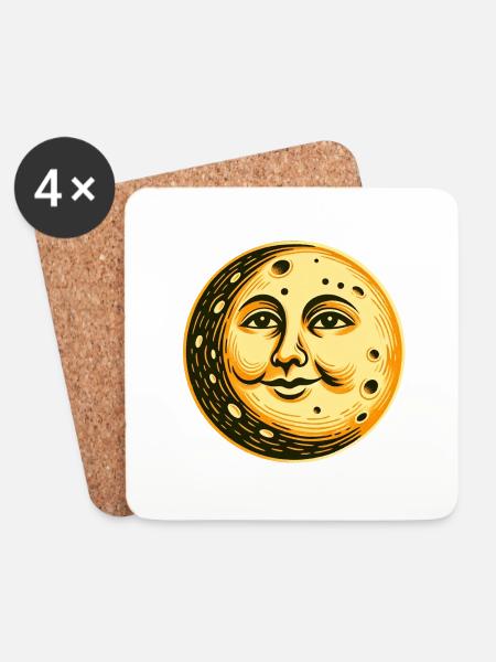 Mond - Untersetzer (4er-Set) - Weiß
