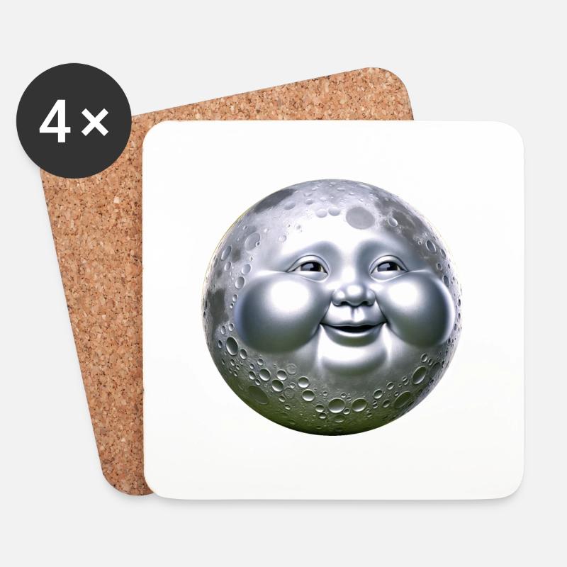 Buddha Mond - Untersetzer (4er-Set) - Weiß