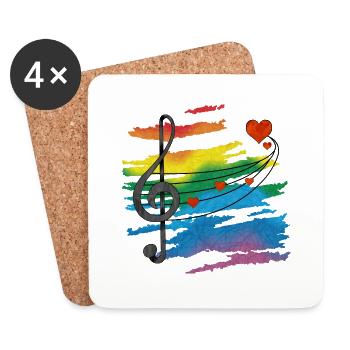 Musique - Dessous de verre (lot de 4) - blanc - Devant