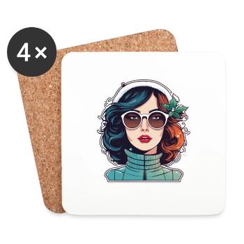 Girl Christmas Drawing - Coasters (set of 4) - white - Front