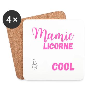 Mamie licorne - Dessous de verre (lot de 4) - blanc - Devant