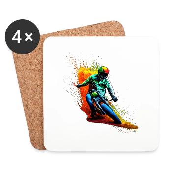 Motorradfahrer Motorcross Motorrad Motorradfan - Untersetzer (4er-Set) - Weiß - Vorne