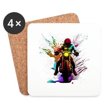 Motorcycle Motorcyclist Motorbike Fan Motorcross - Coasters (set of 4) - white - Front