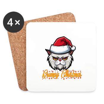 Christmas Katze - Untersetzer (4er-Set) - Weiß - Vorne