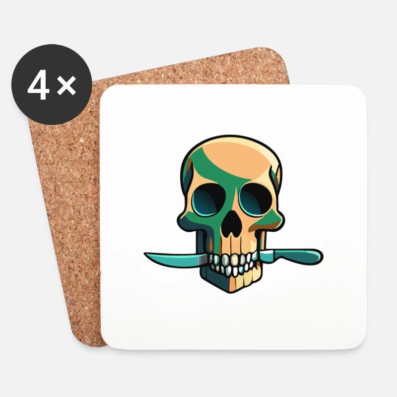 dead head with knife - Untersetzer (4er-Set) - Weiß