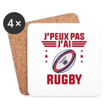 j'peux pas j'ai rugby idée cadeau rugby - Dessous de verre (lot de 4) - blanc - Devant