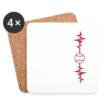 Baseball Herzschlag Baseball Geschenkidee - Untersetzer (4er-Set) - Weiß - Vorne