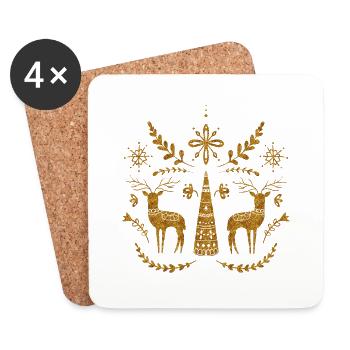 Sweden Sweden dalarna dala horse horse Merry Christmas Art - Coasters (set of 4) - white - Front