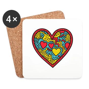 Herz Liebe - Untersetzer (4er-Set) - Weiß - Vorne