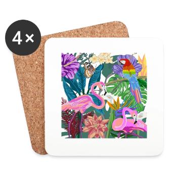 Jungle Painting Flamingos 02 - Coasters (set of 4) - white - Front