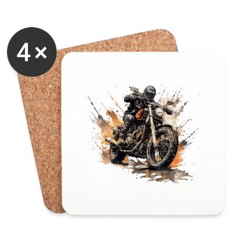 Unique motorcycle motifs for bikers - Coasters (set of 4) - white - Front