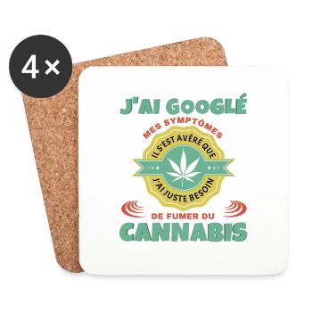 Cannabis - Dessous de verre (lot de 4) - blanc - Devant