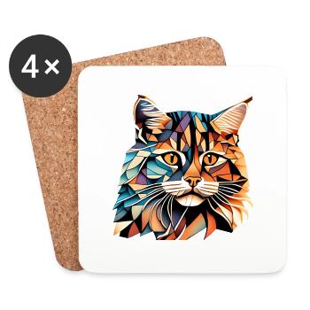 Maine Coon Cat Kitten Cat Owner Male Cat - Coasters (set of 4) - white - Front