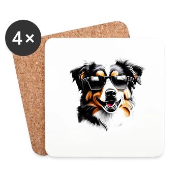 Berger Australien Chien Propriétaire Chien Chiot - Dessous de verre (lot de 4) - blanc - Devant