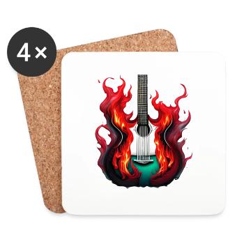 guitare, instrument de musique, guitariste, instrument à cordes pincées - Dessous de verre (lot de 4) - blanc - Devant