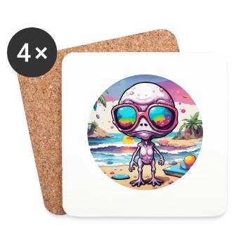 Alien / Außerirdisch / Ufo / Area 51 / All / Mars - Coasters (set of 4) - white - Front