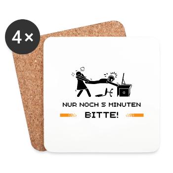 Nur noch 5 Minuten, Gaming-Tasse - Untersetzer (4er-Set) - Weiß - Vorne