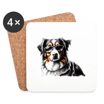 Chiens de berger australien Chien chiot Chien - Dessous de verre (lot de 4) - blanc - Devant