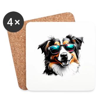 Berger Australien Chien Propriétaire Chien Chiot - Dessous de verre (lot de 4) - blanc - Devant