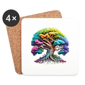 Lebensbaum Meditation Keltischer Baum des Lebens - Untersetzer (4er-Set) - Weiß - Vorne