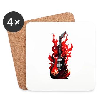 guitare, instrument à cordes pincées, guitariste, instrument de musique - Dessous de verre (lot de 4) - blanc - Devant