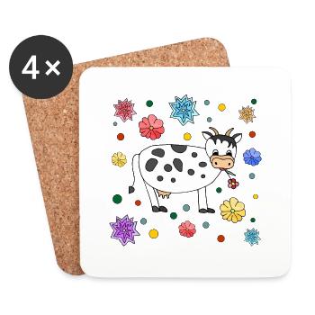 Vache - Dessous de verre (lot de 4) - blanc - Devant