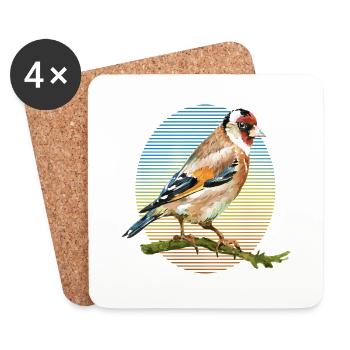 Oiseau coloré - Dessous de verre (lot de 4) - blanc - Devant