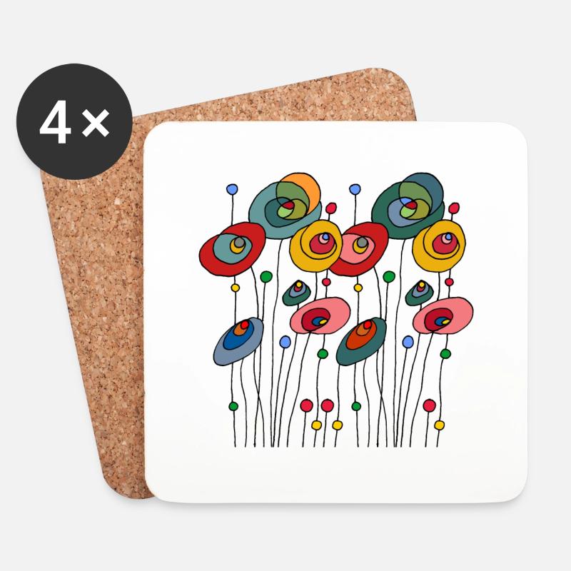 Blumen - Untersetzer (4er-Set) - Weiß