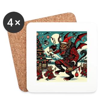 Noël Krampus - Dessous de verre (lot de 4) - blanc - Devant