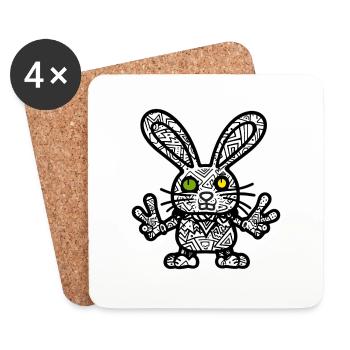 Cooler Hase - Untersetzer (4er-Set) - Weiß - Vorne