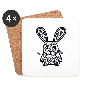 Hase - Untersetzer (4er-Set) - Weiß - Vorne