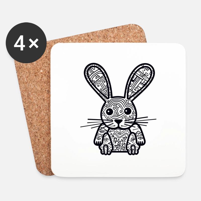 Hase - Untersetzer (4er-Set) - Weiß