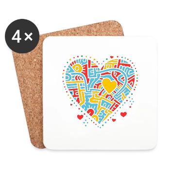 Herz Liebe - Untersetzer (4er-Set) - Weiß - Vorne