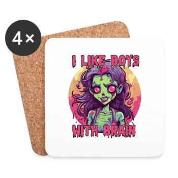 Zombie - I LIKE BOYS WITH BRAIN - Coasters (set of 4) - white - Front