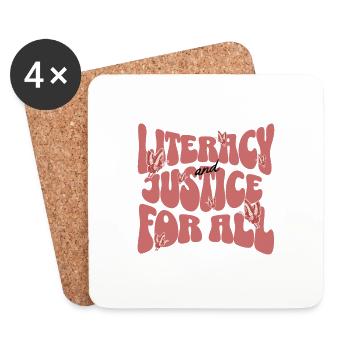 literacy and justice for all - Coasters (set of 4) - white - Front