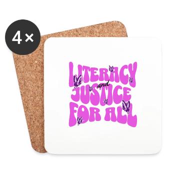 literacy and justice for all - Coasters (set of 4) - white - Front