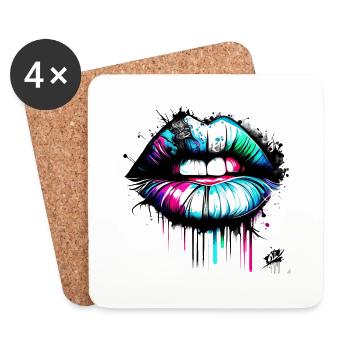 Lips Graffiti Style - Coasters (set of 4) - white - Front