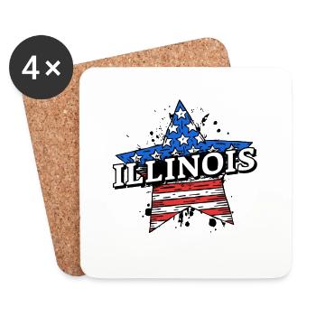 Illinois - USA - United States of America - Coasters (set of 4) - white - Front